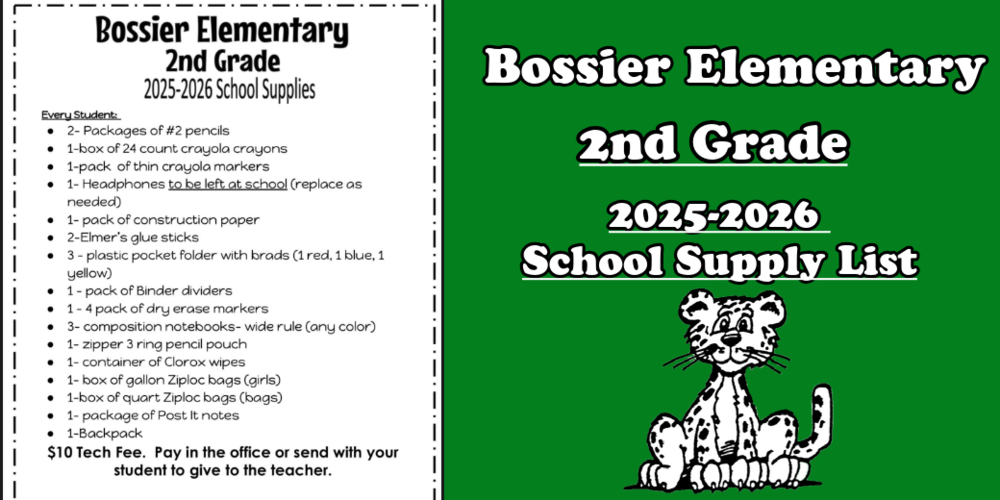 2nd Grade School Supply List