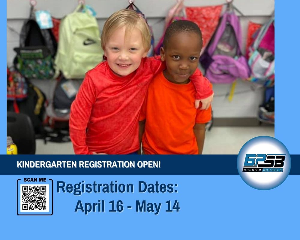 two boys in red shirts , Kindergarten registration is now open. April 16 - May 14, 2025