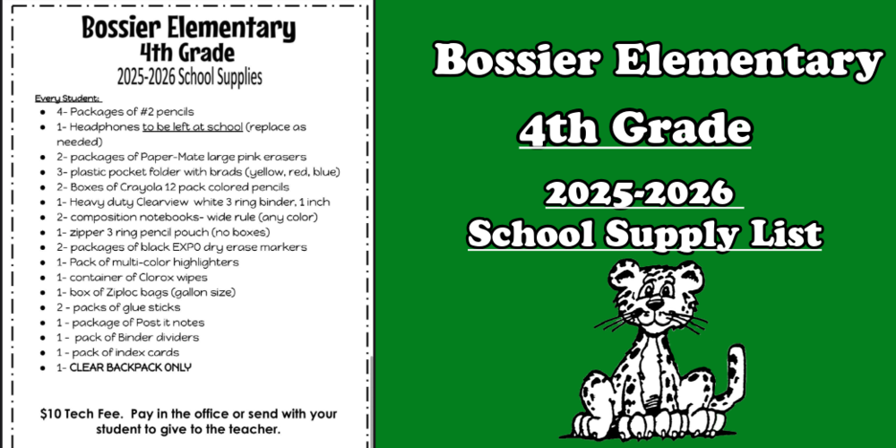 4th Grade Supply List