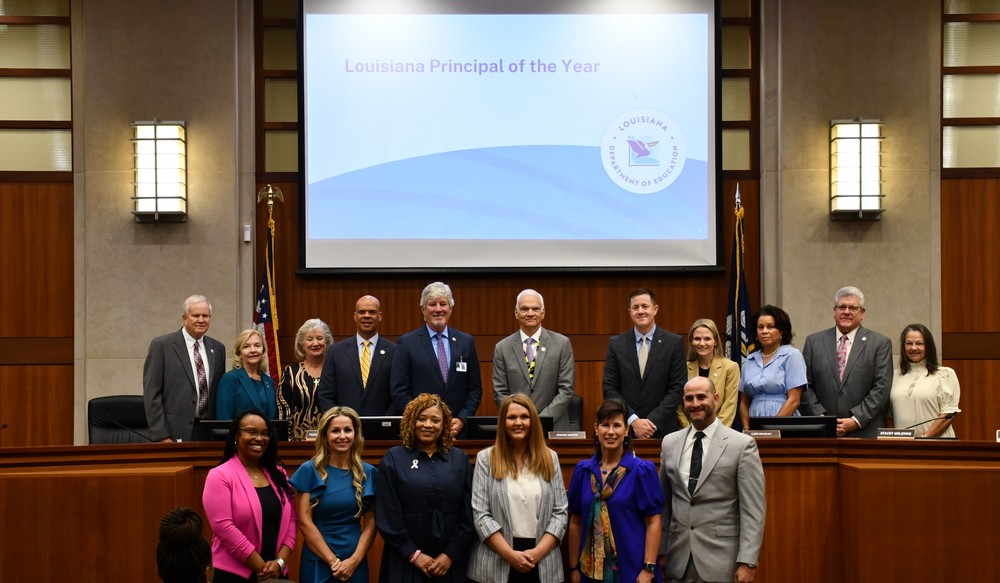Group photo of state principal of the year honorees at BESE meeting