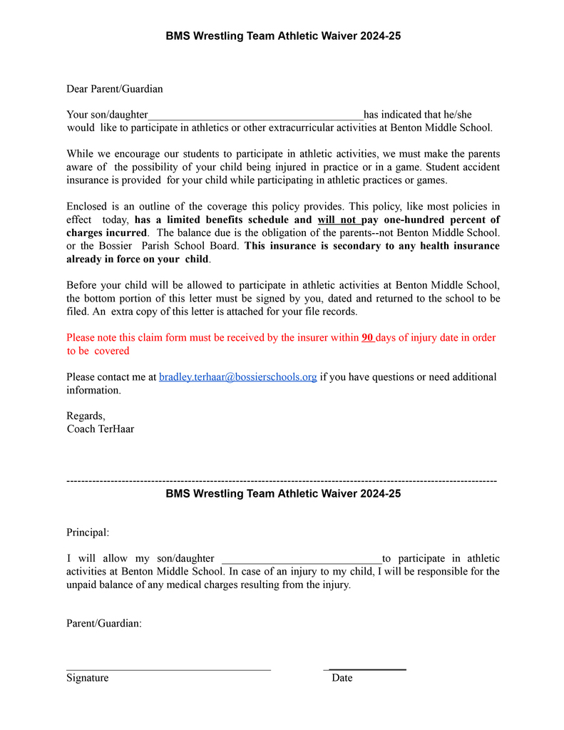 Parent letter