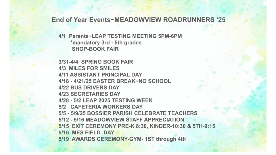 Meadowview RoadRunners '2025~End of the Year Events
