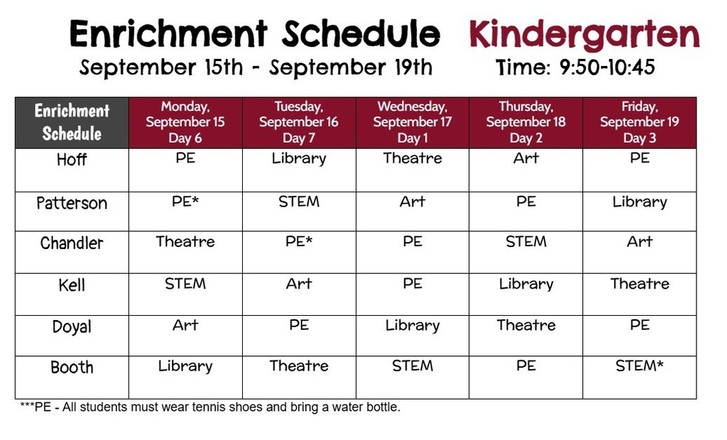 .Kinder September 15-19