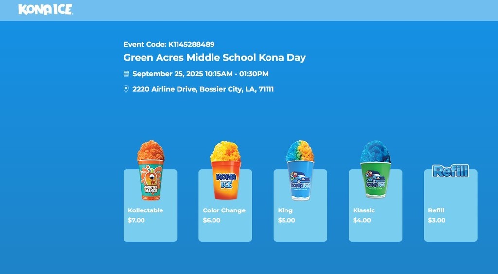 Kona Ice Menu