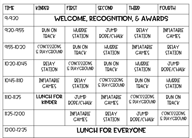 Bear Tracks Schedule
