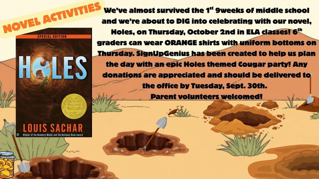 Copy of Holes Novel activities