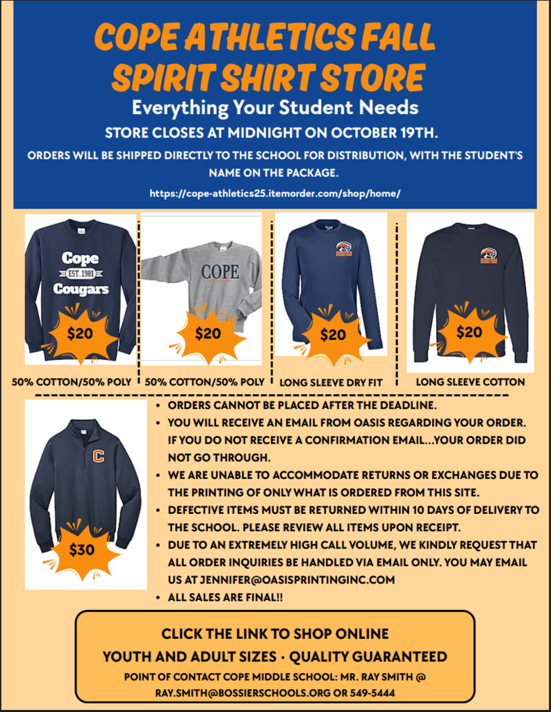 Cope Athletics Fall Spirit Store
