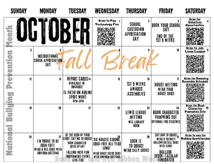 October calendar 
