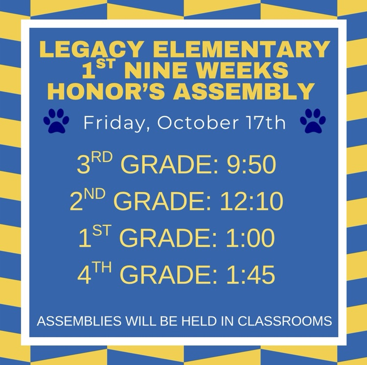 1st Nine Weeks Honor’s Assembly