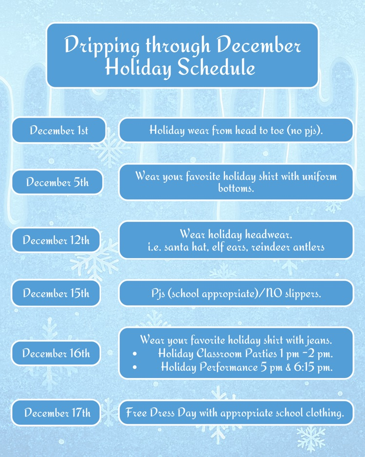 holiday dress up schedule