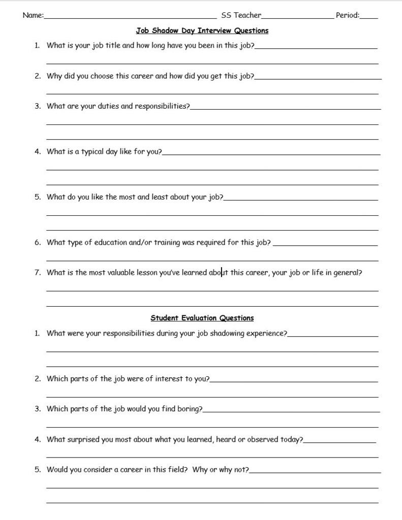 Job Shadow Interview Questions