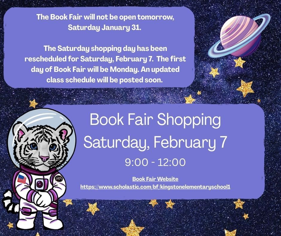 Book Fair Saturday Shopping Date Change to February 7th