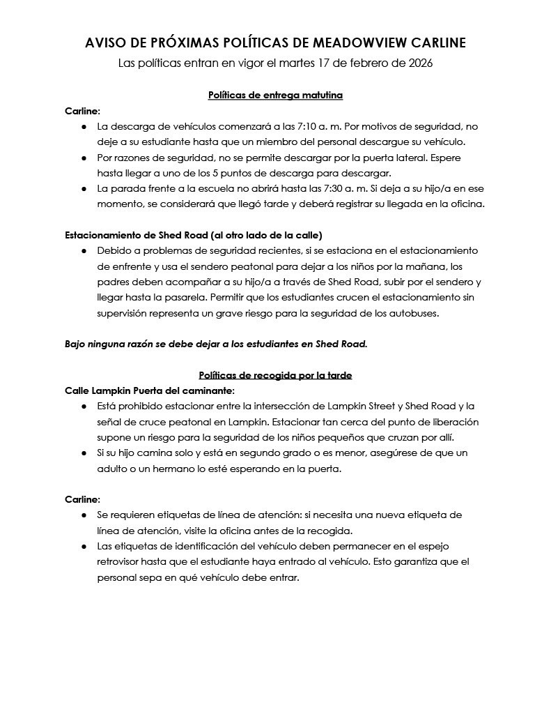 Arrival/dismissal policy update (spanish)