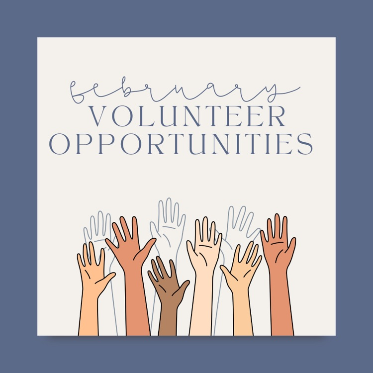 We love having volunteers on campus! Click the link to see all of the volunteer opportunities for February. https://www.signupgenius.com/go/10C054BA9AD2DA4FCC70-62371951-february#/