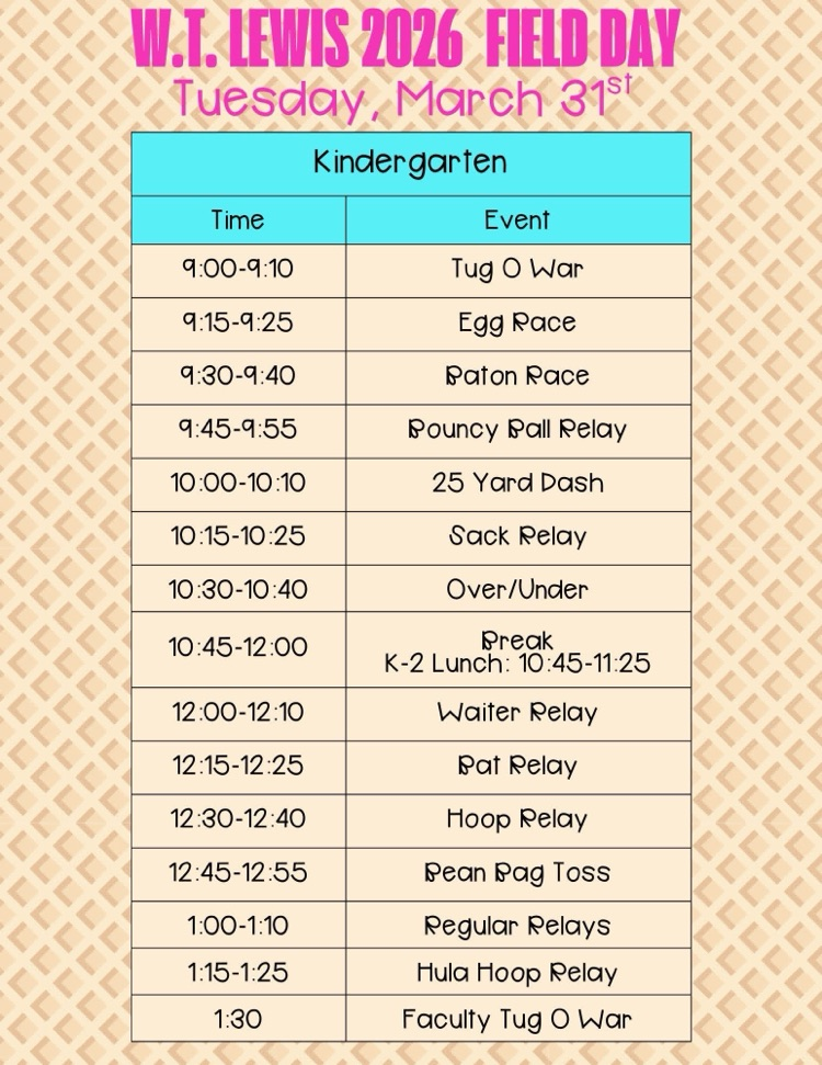 schedule of events for field day 