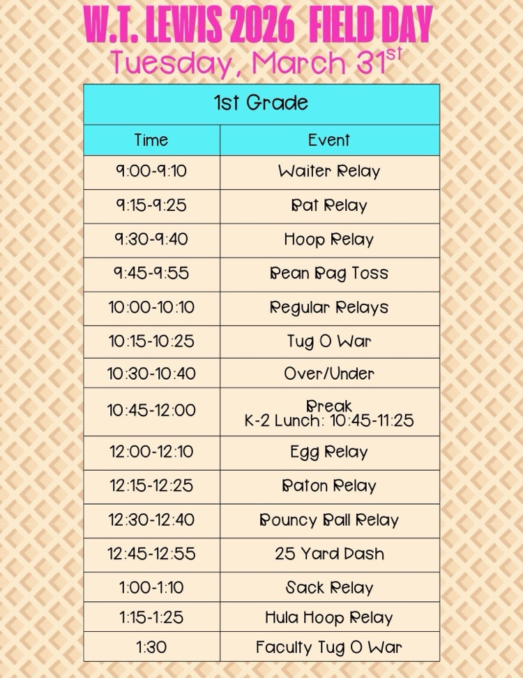schedule of events for field day 
