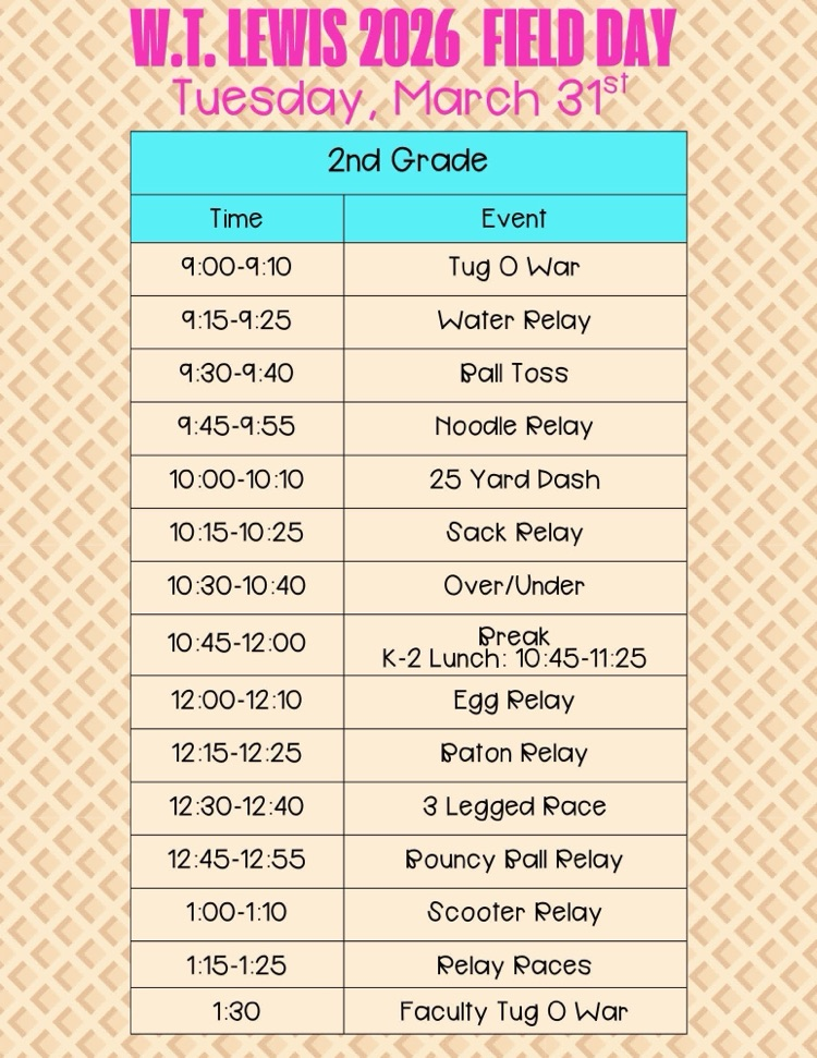 schedule of events for field day 