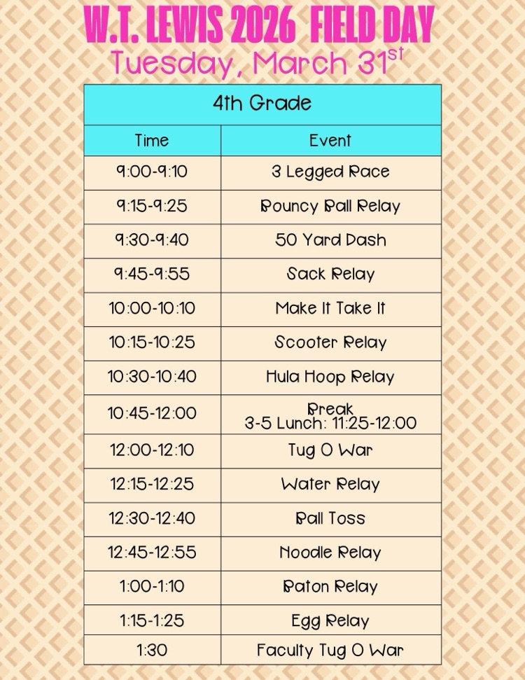 schedule of events for field day 