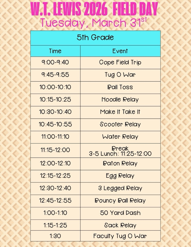 schedule of events for field day 