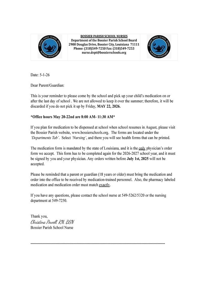 2025-26_BIS Med Pickup Letter