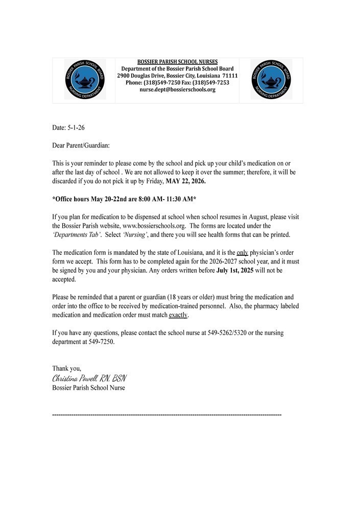 2025-26_BIS Med Pickup Letter