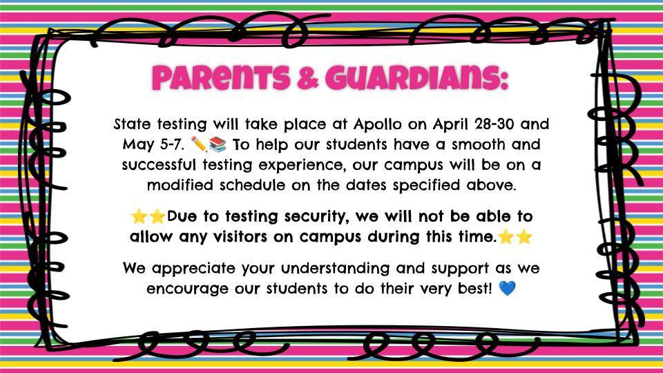 Upcoming Testing Information