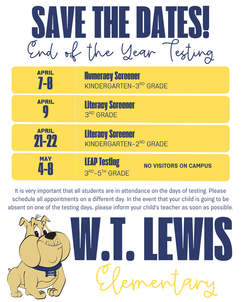 save the dates end of year testing