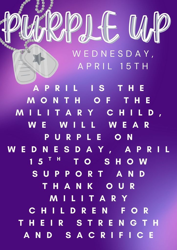 Purple Up Day, Wednesday, April 15th