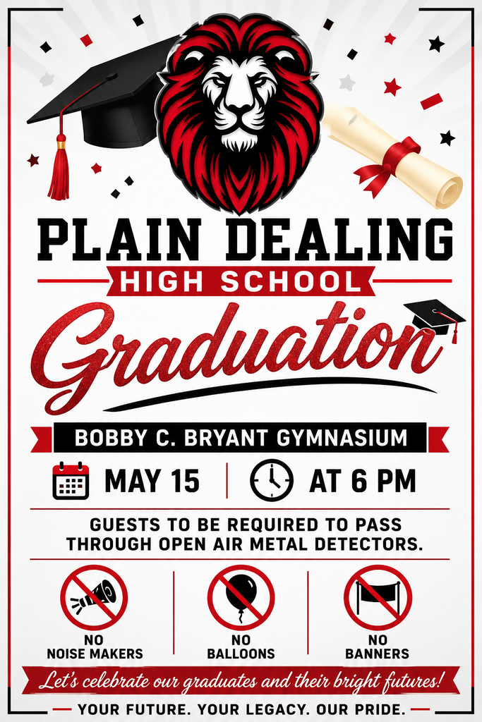 Plain Dealing High School Graduation: May 15 at 6 PM