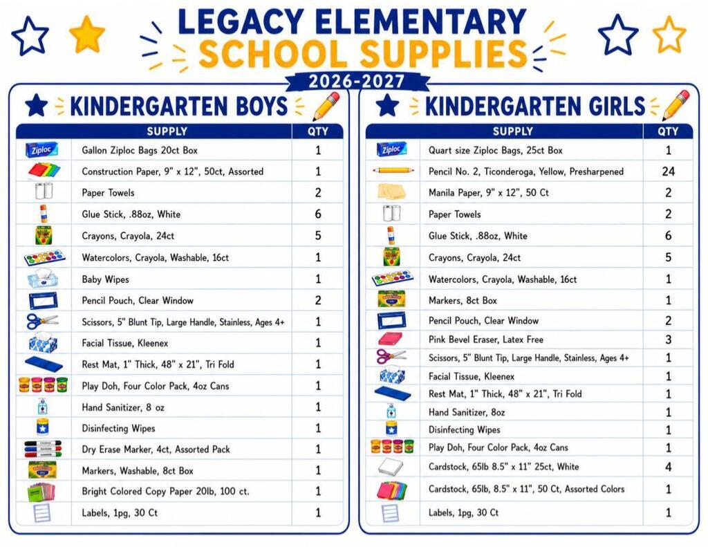 Kindergarten School Supplies