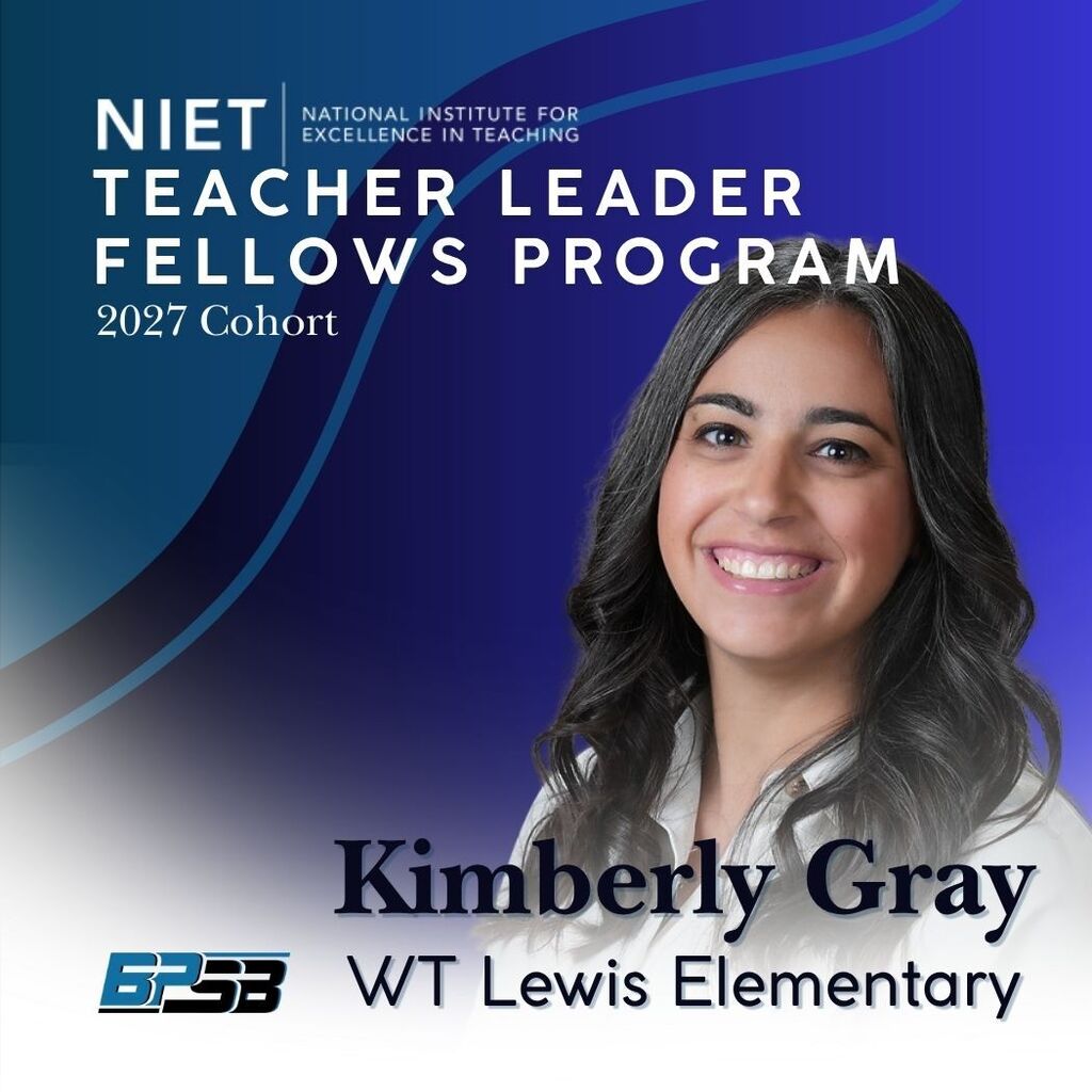 PHoto graphic of Kimberly Gray, WT Lewis Elementary - NIET Teacher Leader Fellows Program - 2027 Cohort