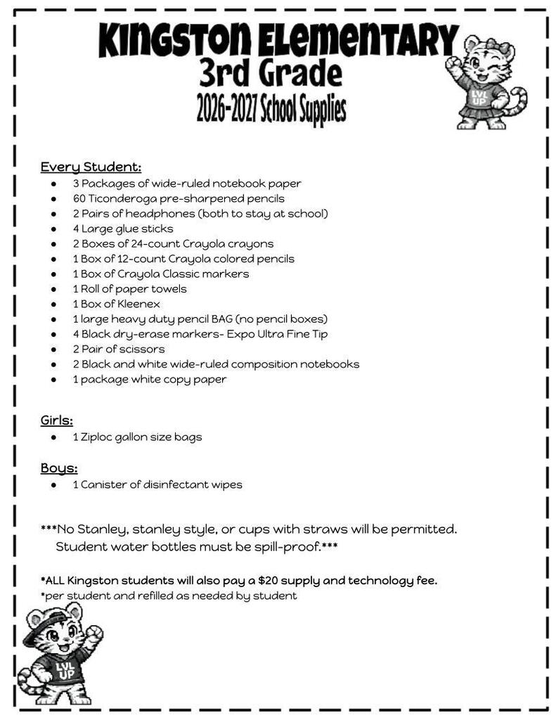 3rd Grade Supply List
