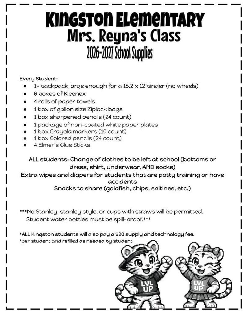 Mrs. Reyna's Supply List