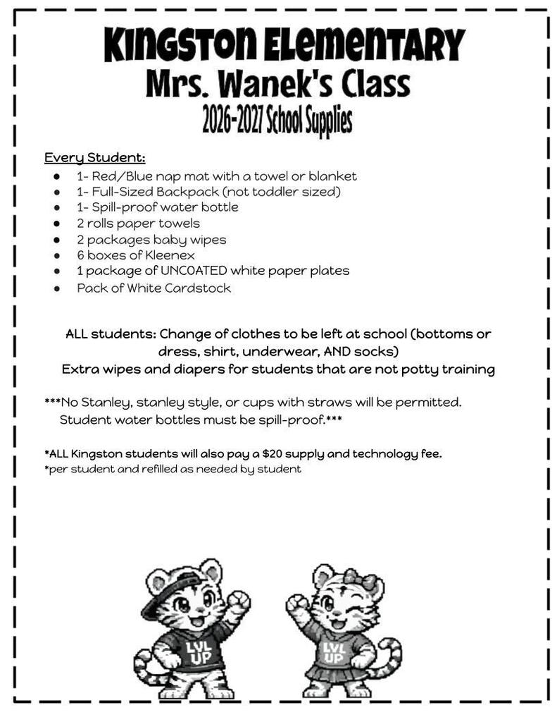 Mrs. Wanek's Supply List