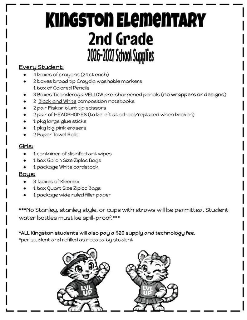 2nd Grade Supply List