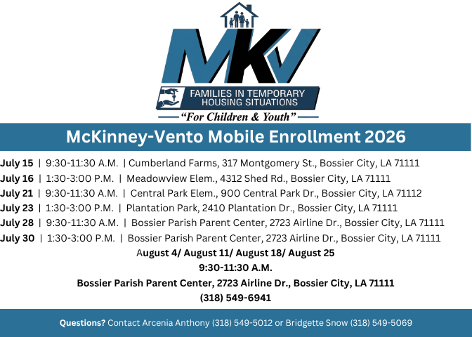 McKinney Vento enrollment assistance flyer