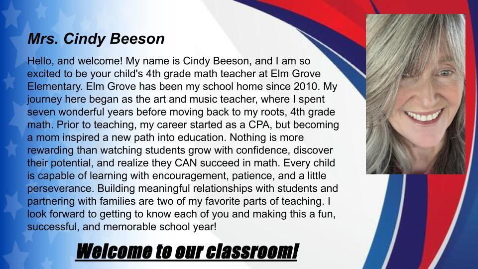Cindy Beeson, 4th Grade Math
