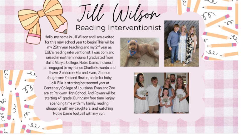 Jill Wilson, Reading Interventionist 