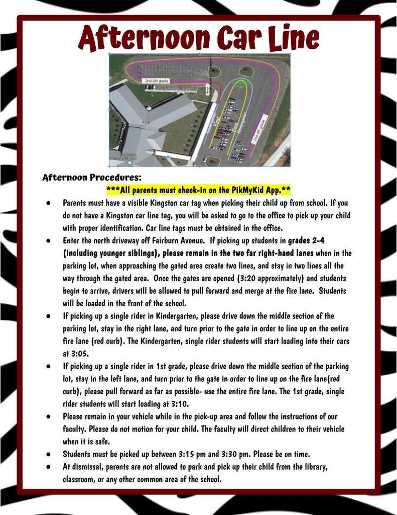 Arrival and dismissal for car & bus riders