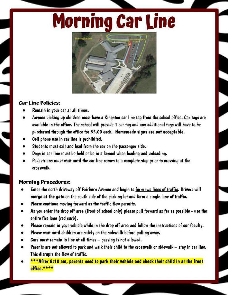 Arrival and dismissal for car & bus riders