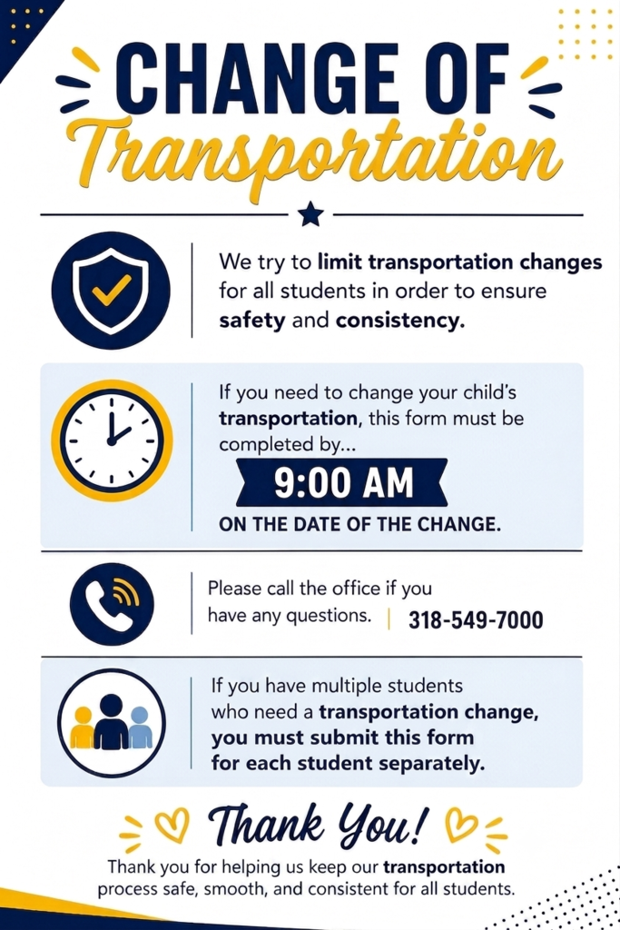 Change of Transportation  request 