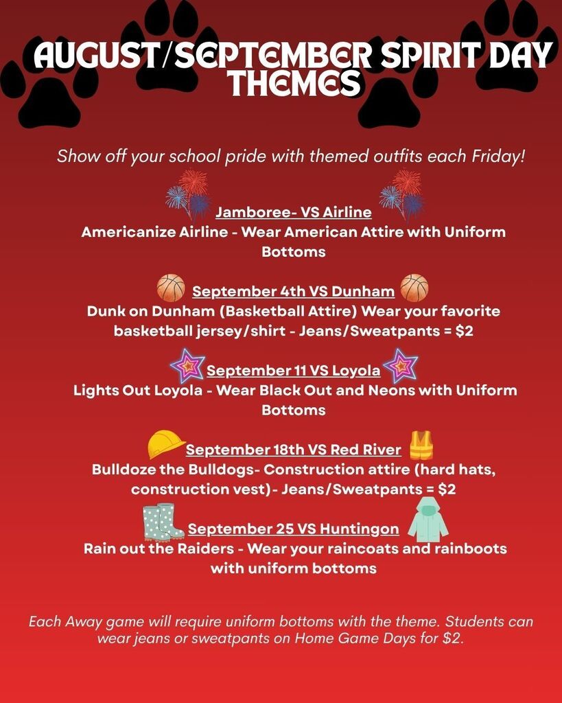 August & September theme days