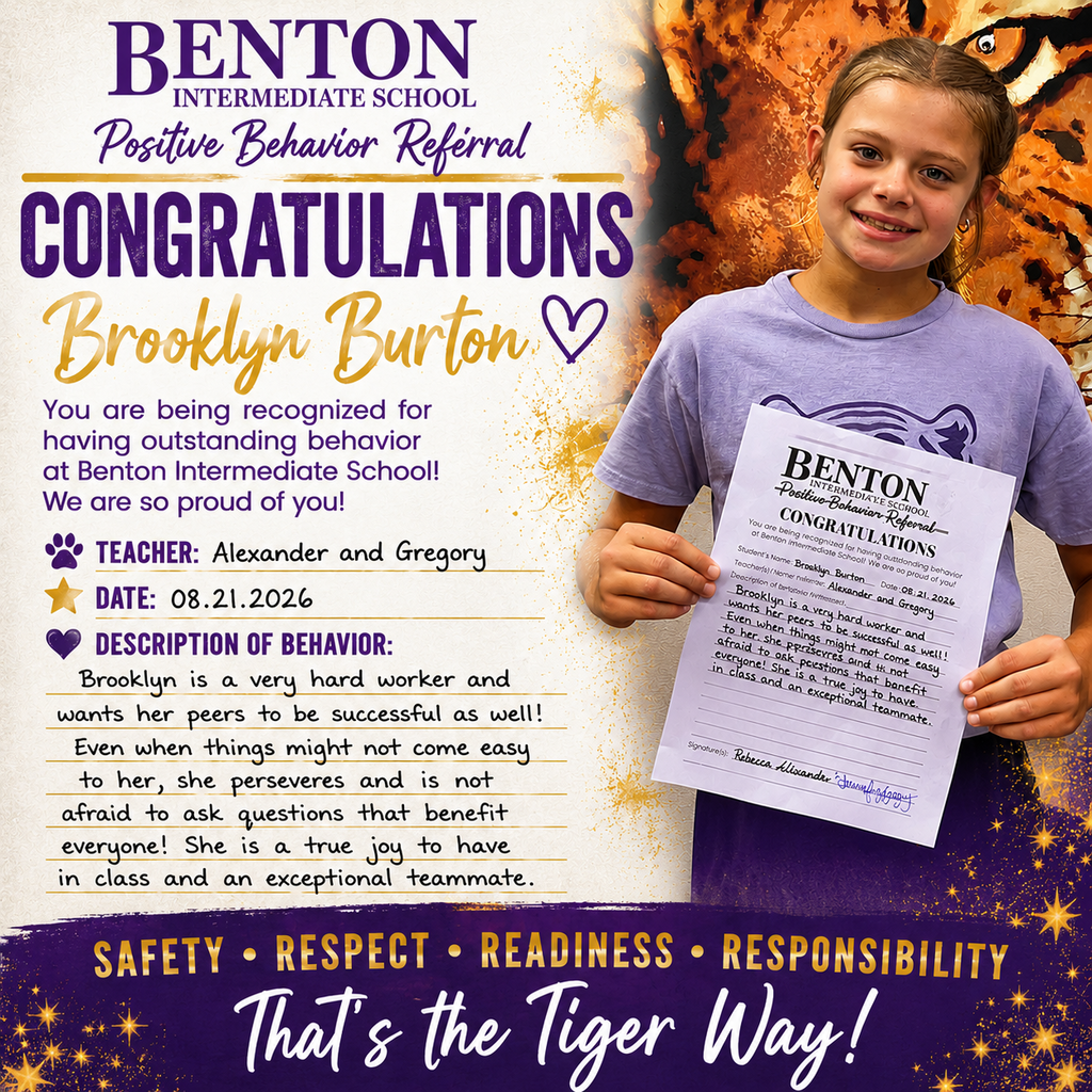 Photo of our Positive Behavior Report recipient 