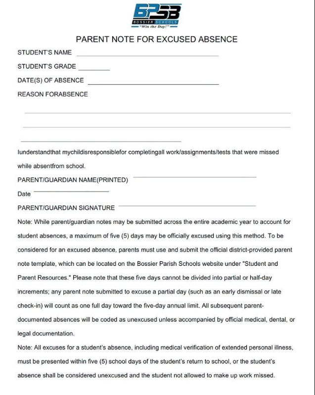 Excused Absence Template