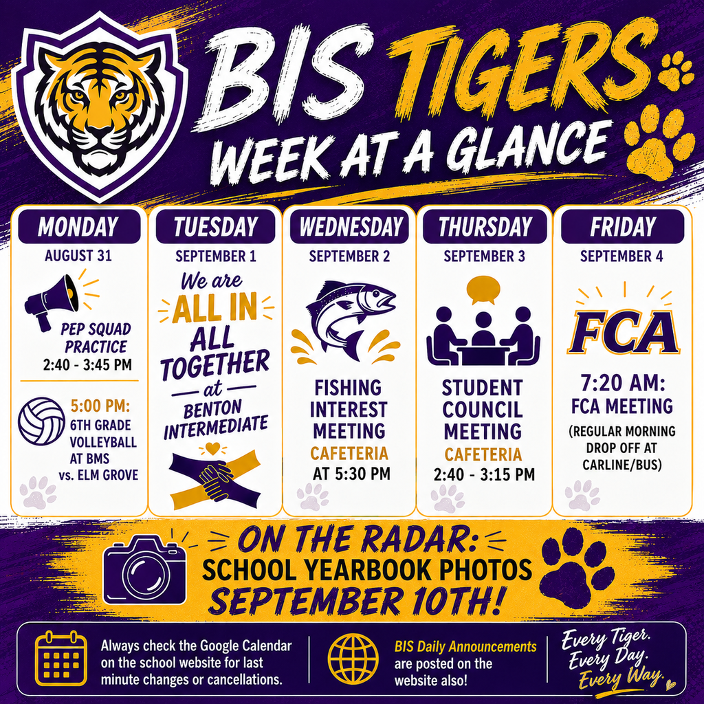 Week at a Glance: 8/31