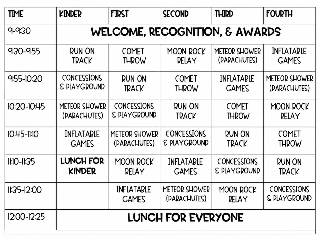 Bear Tracks Schedule
