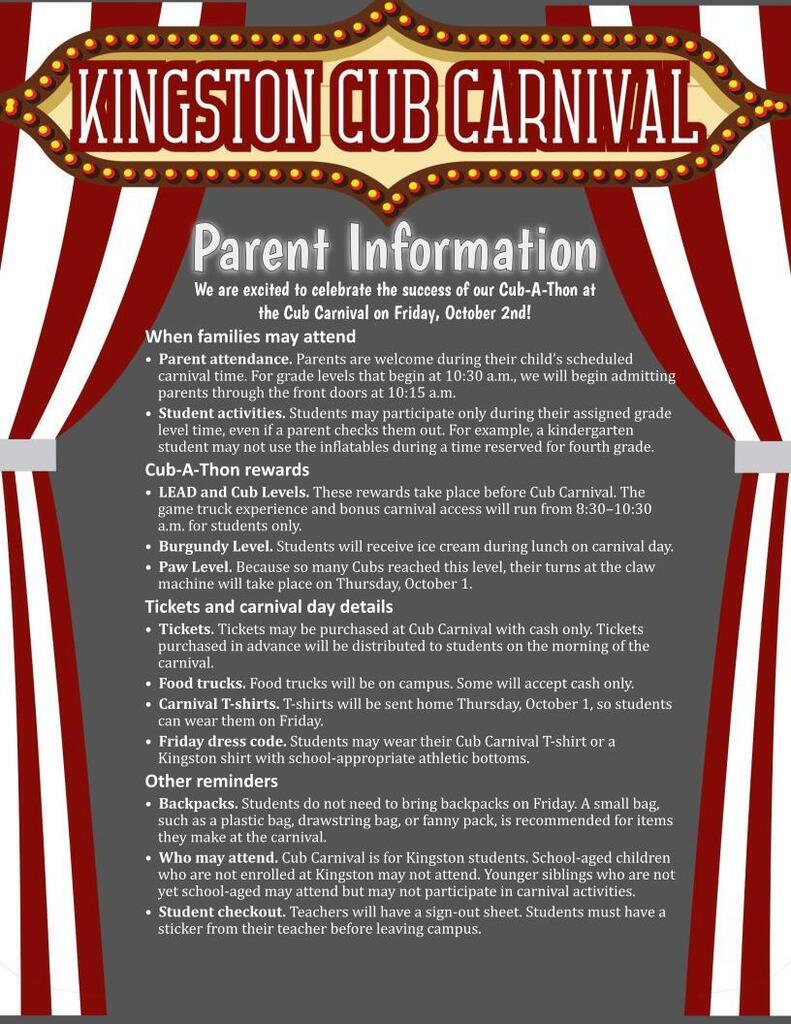 Cub Carnival Parent Information