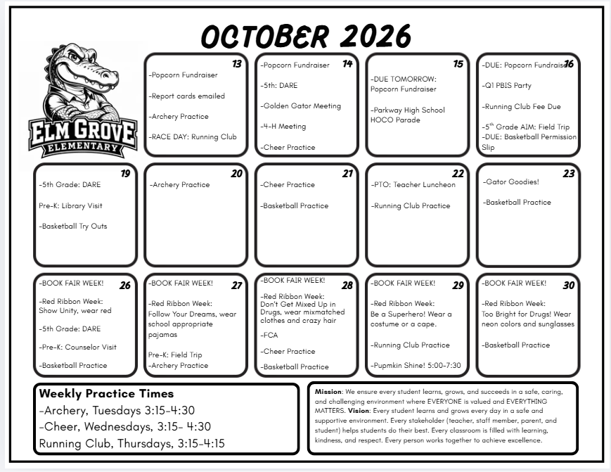 October 2026 School Calendar