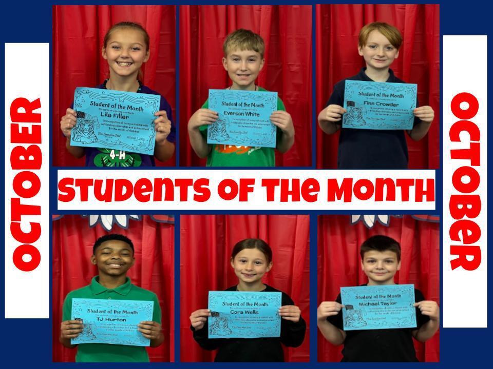 Pictures of the selected October Students of the month