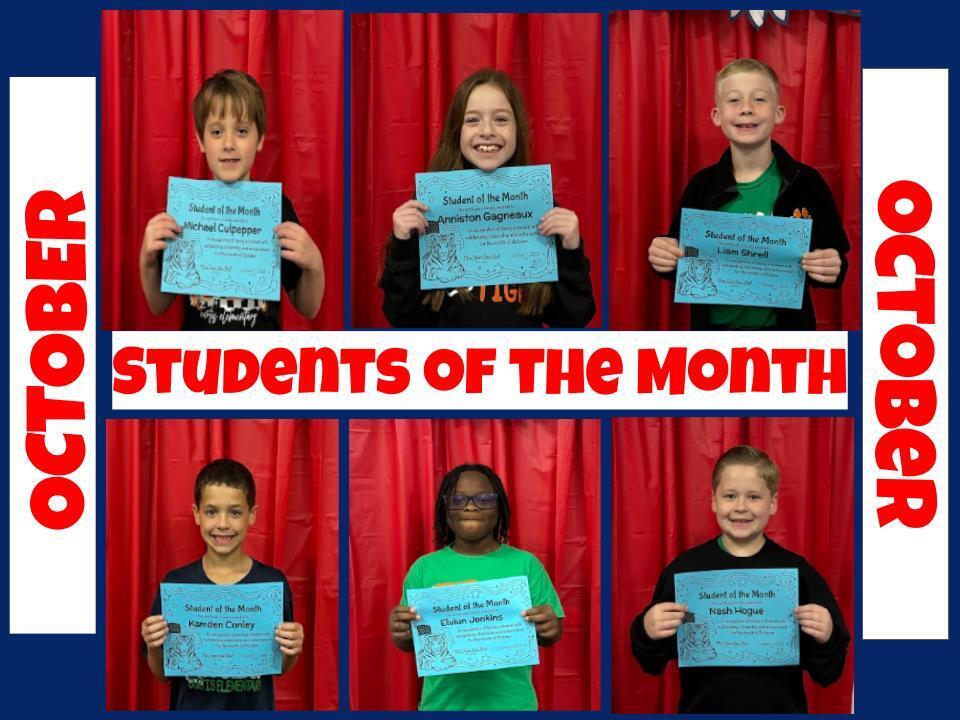 Pictures of the selected October Students of the month